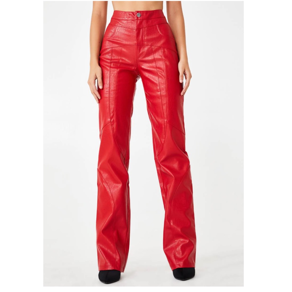 Iamgia York Faux Red Leather Pants